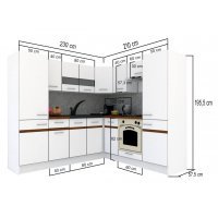 Bucatarie de Colt GENA NEW 11 DR. 210-230, Cu Corp de Cuptor, Stejar Sonoma